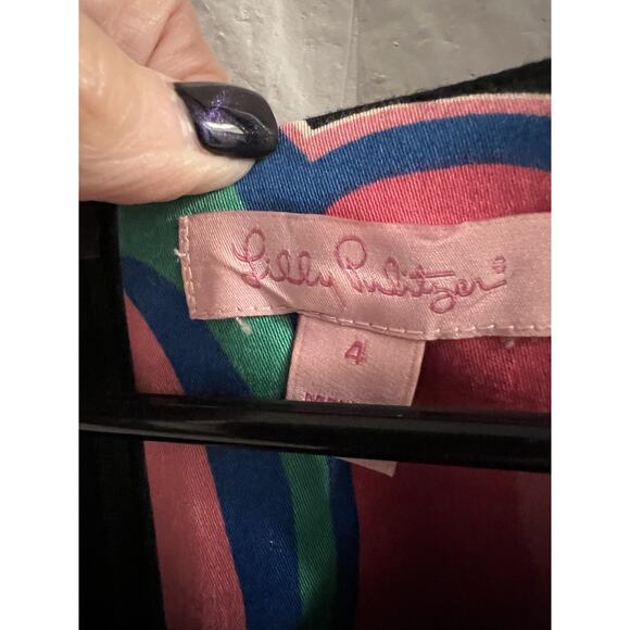 Lilly Pulitzer Black Pink Shauna Shift Tunic Mini Dress Sz 4 Resort Beach Travel - Picture 3 of 6